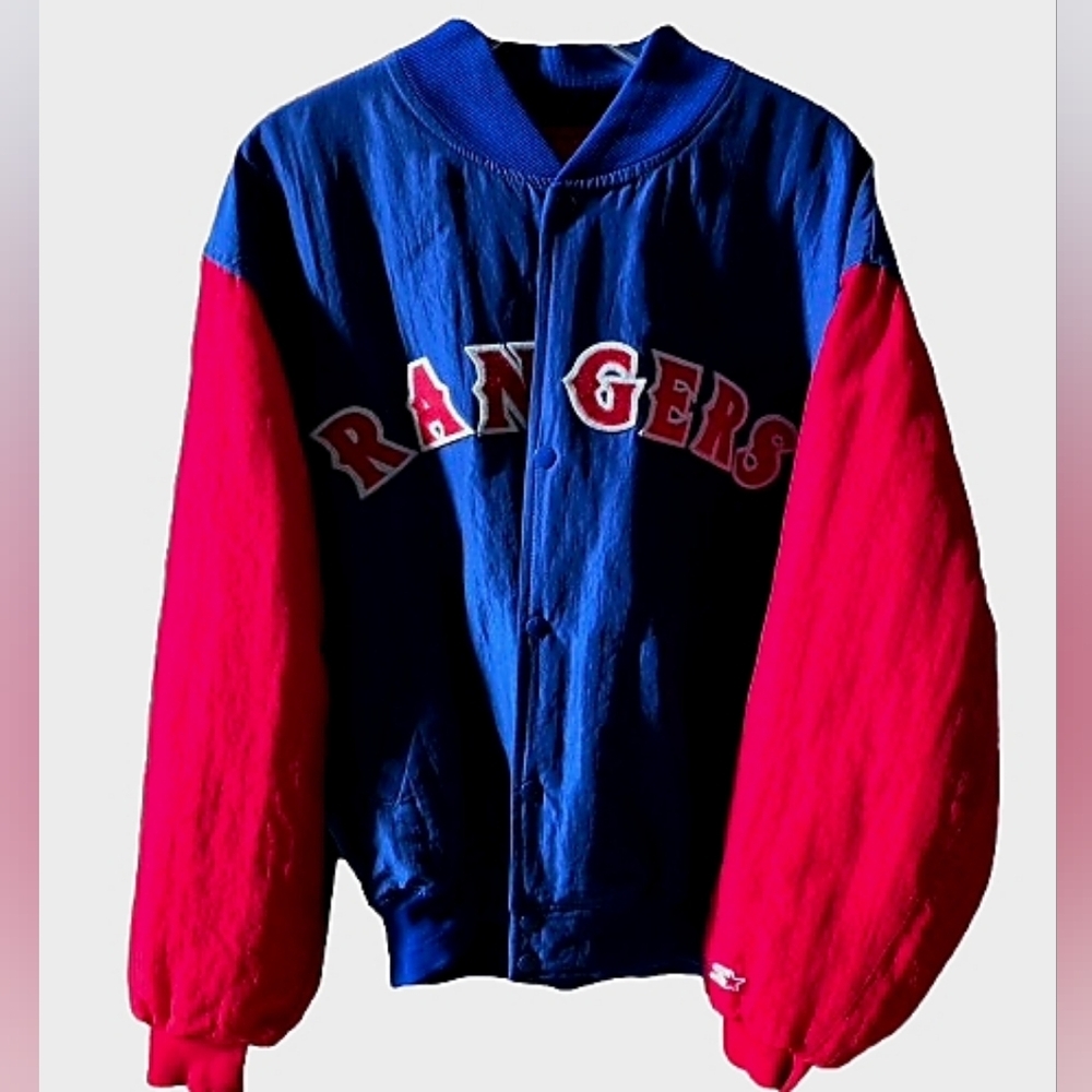 π£ Vintage 90s MLB βΎ Texas Rangersπ Mens Starter Bomber Jacket Size XL πΊπ² - Picture 2 of 8
